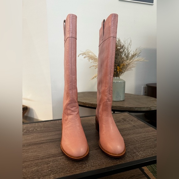 Cecelia New York Melloree Tall Pink Floral Embossed Boots - Picture 2 of 7